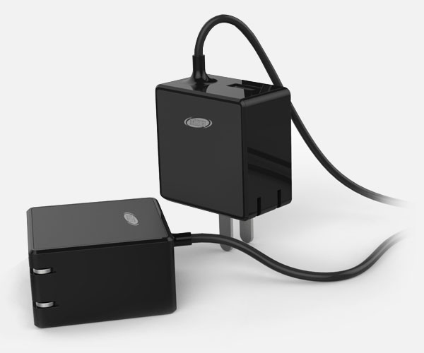 18W Dual Port AC Charger with USB-C Port and Built-in USB-C Cord