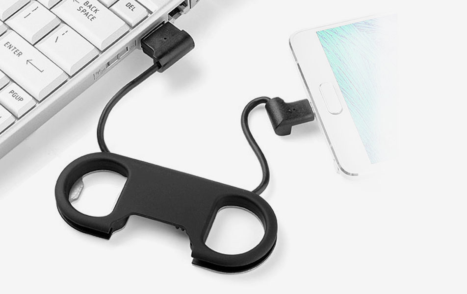 Bottle Opener Data Transfer for Android ROSENICE Charge Sync Cable Key Chain Black 