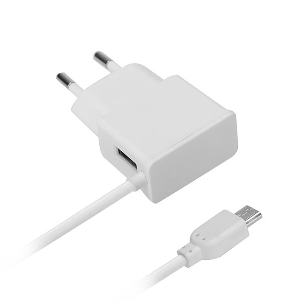 2.1A Single USB Travel Charger with Built-in Micro USB Cord