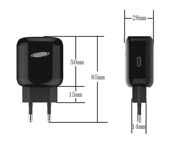 18W Eu Plug USB 3.1 Type C Wall Charger
