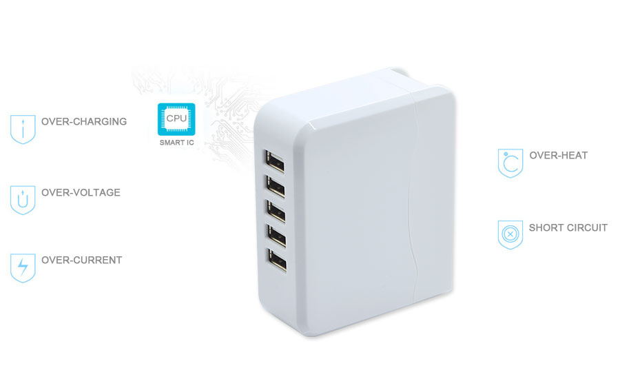 5-Port USB High Speed Wall Charger 5 intelligent protection