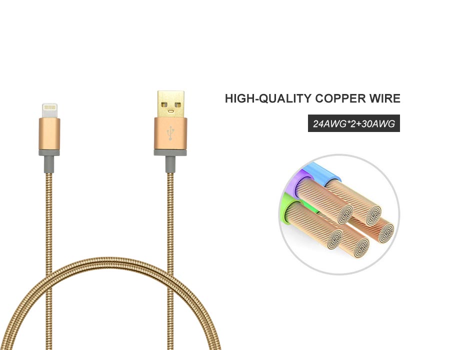 Metal Braided Lightning Cable copper wire
