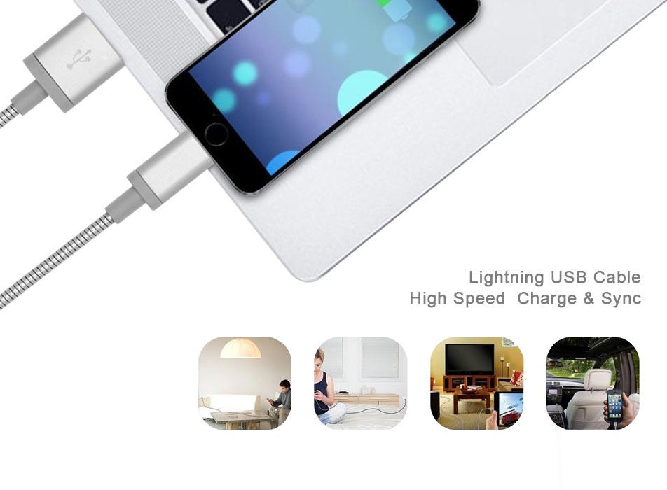 Metal Braided Lightning charge sync cable