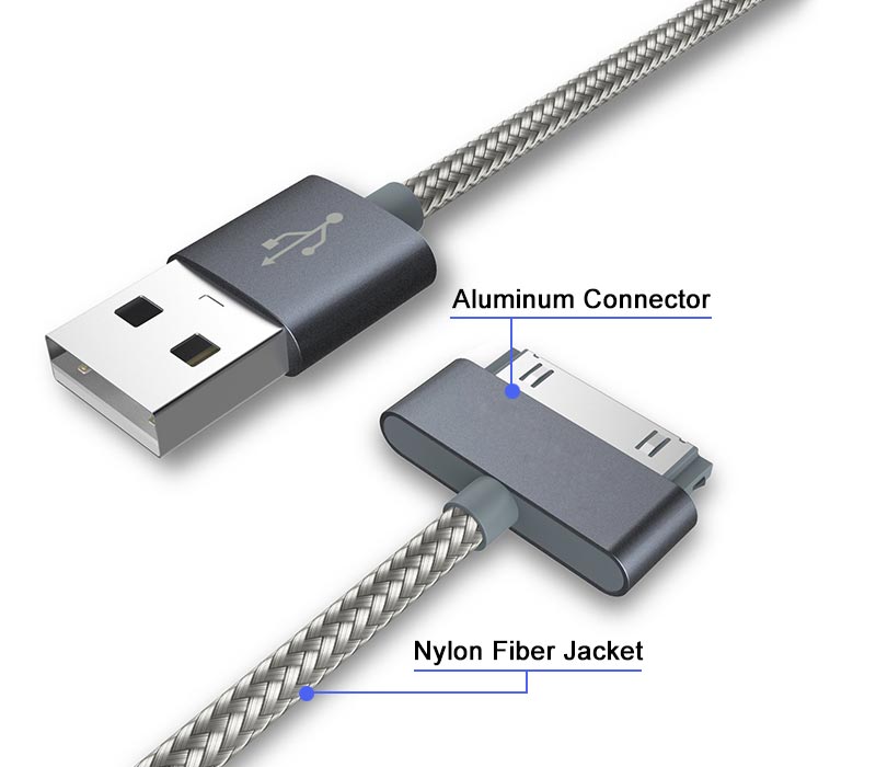 braided 30 pin cable for iphone4