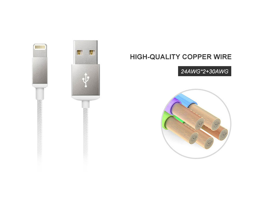 high quality copper wire of nylon lightning cable
