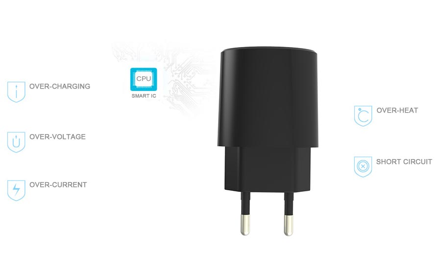 5 intelligent protection of 2.1 Amp Wall Charger