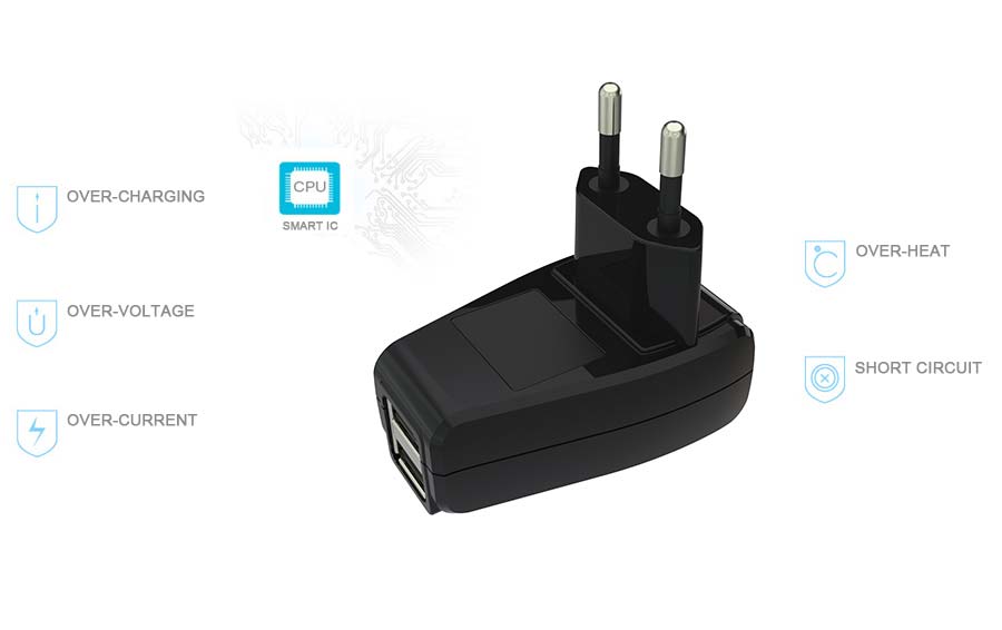 5 intelligent protection of dual usb travel charger