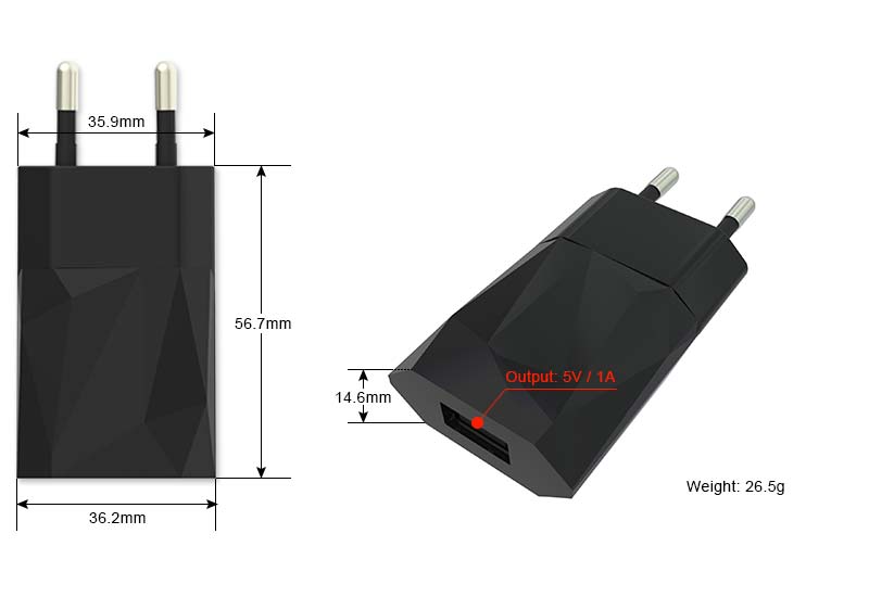 5v 1a usb charger Specifications