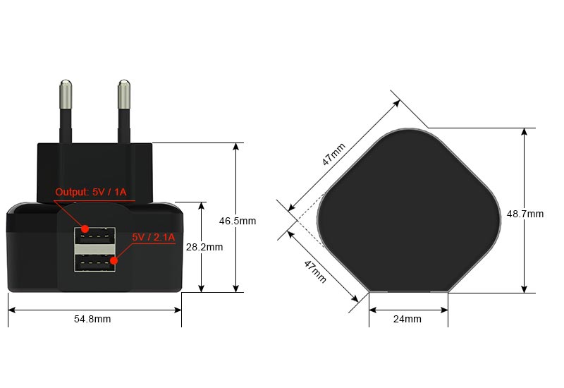 dual usb travel adapter Specifications
