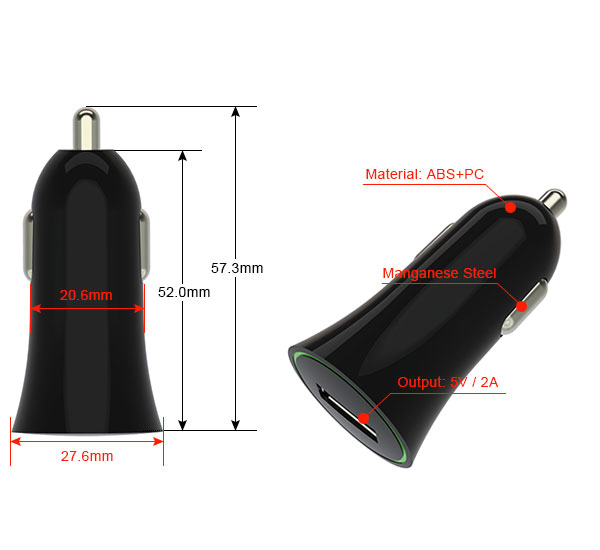 2 amp car charger specifications