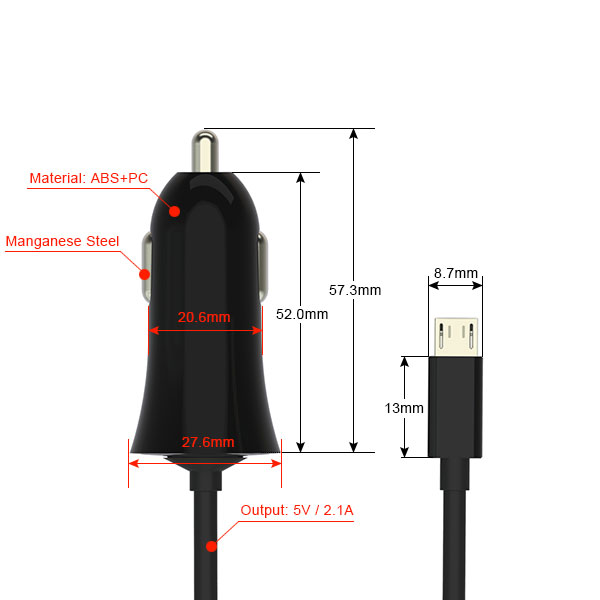micro usb car charger specifications